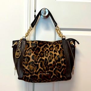Michael Kors leopard print calf hair and leather purse